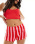 Фото #1 товара Labelrail x Olivia Grace Herring low-rise striped towelling shorts in red and pink