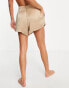 Фото #2 товара Zulu & Zephyr Exclusive beach satin shorts co-ord in chestnut