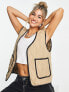 Фото #1 товара Noisy May contrast trim quilted gilet in beige