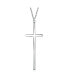 Фото #1 товара Modern Elongated Simple Basic Long Flat Thin Delicate Religious Latin Cross Pendant Necklace For Women Rose Gold Plated .925 Sterling Silver