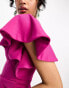 True Violet – Midikleid in Fuchsia mit One-Shoulder-Träger und Rüschen