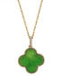 ფოტო #3 პროდუქტის EFFY® Dyed Jade & Diamond Accent Beaded Clover 18" Pendant Necklace in 14k Gold