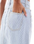 Фото #2 товара DTT Petite denim maxi skirt in blue stripe with contrast stitching