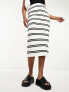 Фото #5 товара ASOS DESIGN knitted midi skirt in textured yarn in stripe