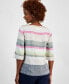 Petite 100% Linen Vacation Stripe Roll-Tab-Sleeve Top, Created for Macy's