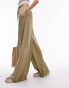 Topshop tall linen tie waist trouser in khaki - KHAKI