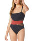 Women's Contours Level Bandeau Mesh Tummy-Control One-Piece Swimsuit