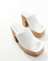 South Beach cork heeled mules in white