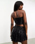 Фото #3 товара ASOS DESIGN sequin strapless corset top in black