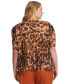 ფოტო #2 პროდუქტის Plus Size Animal Print Puff-Sleeve Blouse