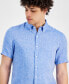 Фото #4 товара Men's Slim Fit Long Sleeve Button-Down Linen Shirt