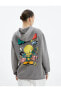 Tweety Kapşonlu Sweatshirt Arkası Baskılı Lisanslı Şardonlu Rahat Kesim