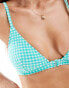 ASOS DESIGN Pia seersucker triangle bikini top in gingham Türkisfarbenes Vichy-Karo, 32 - фото #3