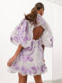 ASOS EDITION mini smock dress with placement applique embroidery in lilac