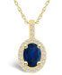 ფოტო #1 პროდუქტის Sapphire (1-1/2 Ct. t.w.) and Diamond (1/4 Ct. t.w.) Halo Pendant Necklace