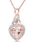 ფოტო #1 პროდუქტის Morganite (1-3/4 ct. t.w.) & Diamond (1/20 ct. t.w.) Heart Swirl 17" Pendant Necklace in 10k Rose Gold