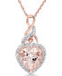 Фото #1 товара Morganite (1-3/4 ct. t.w.) & Diamond (1/20 ct. t.w.) Heart Swirl 17" Pendant Necklace in 10k Rose Gold