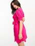 Фото #4 товара Pieces Petite wrap mini dress in bright pink