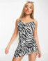 Фото #1 товара ASOS DESIGN cowl neck cami beach mini dress in zebra print