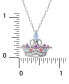 Фото #4 товара Disney multicolor Cubic Zirconia Tiara 18" Pendant Necklace in Sterling Silver