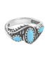 Sterling Silver and Genuine Gemstone Leaf Rosette Design 3-Stone Ring, Sizes 5-10