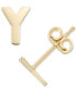 ფოტო #4 პროდუქტის Initial Stud Earrings in 10k Gold