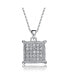 ფოტო #1 პროდუქტის White Gold Plated with Cubic Zirconia Square Pave Pendant Necklace