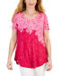 Petite Garden Etch Short-Sleeve Top, Created for Macy's