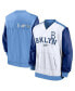 Men's White, Light Blue Los Angeles Dodgers Rewind Warmup V-Neck Pullover Jacket