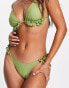 Фото #1 товара River Island frill side bikini bottom in khaki