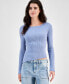 Фото #1 товара Juniors' Asymmetrical Hem Ribbed Long-Sleeve Top