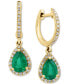 ფოტო #1 პროდუქტის EFFY® Emerald (1-1/6 ct. t.w.) & Diamond (1/4 ct. t.w.) Drop Earrings in 14k Gold