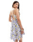 Wednesday's Girl bloom floral tiered smock dress in blue