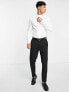 ASOS DESIGN Premium skinny sateen shirt with deep mandarin collar in white