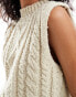 Фото #2 товара ASOS DESIGN knitted cable tank in textured yarn in stone