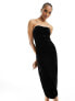 Noisy May Tall velvet bandeau midi dress in black