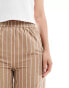 Luna oversized cotton wide leg stripe pyjama bottoms in beige