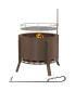 Smokeless Fire Pit BBQ Grill with Poker, Stainless Steel, Silver