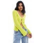 Brave Soul rib cardigan in lime green