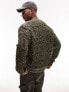 Topman craft frayed cardigan in khaki