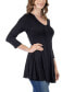 ფოტო #3 პროდუქტის Women's Three Quarter Sleeve V-neck Tunic Top