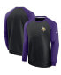 Men's Black, Purple Minnesota Vikings Historic Raglan Crew Performance Sweater