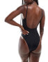 Фото #3 товара ASOS DESIGN Maya square neck skinny strap swimsuit in black