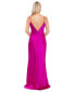 Women's Flower-Trim Sleeveless Satin Gown