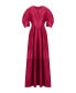 Women's Balloon Sleeve Satin Midi Dress