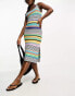 Roxy Sunshine Bouquet knit beach summer dress in multi stripe