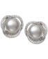 ფოტო #1 პროდუქტის Cultured Freshwater Pearl (9mm) & Cubic Zirconia Spiral Stud Earrings in Sterling Silver