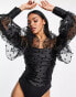 Фото #8 товара ASOS LUXE wire bardot lace body in black spot