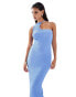 Фото #1 товара ASOS DESIGN textured maxi dress with asymmetric halter in blue