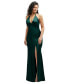 ფოტო #2 პროდუქტის Plunge Halter Open-Back Maxi Bias Dress with Low Tie Back